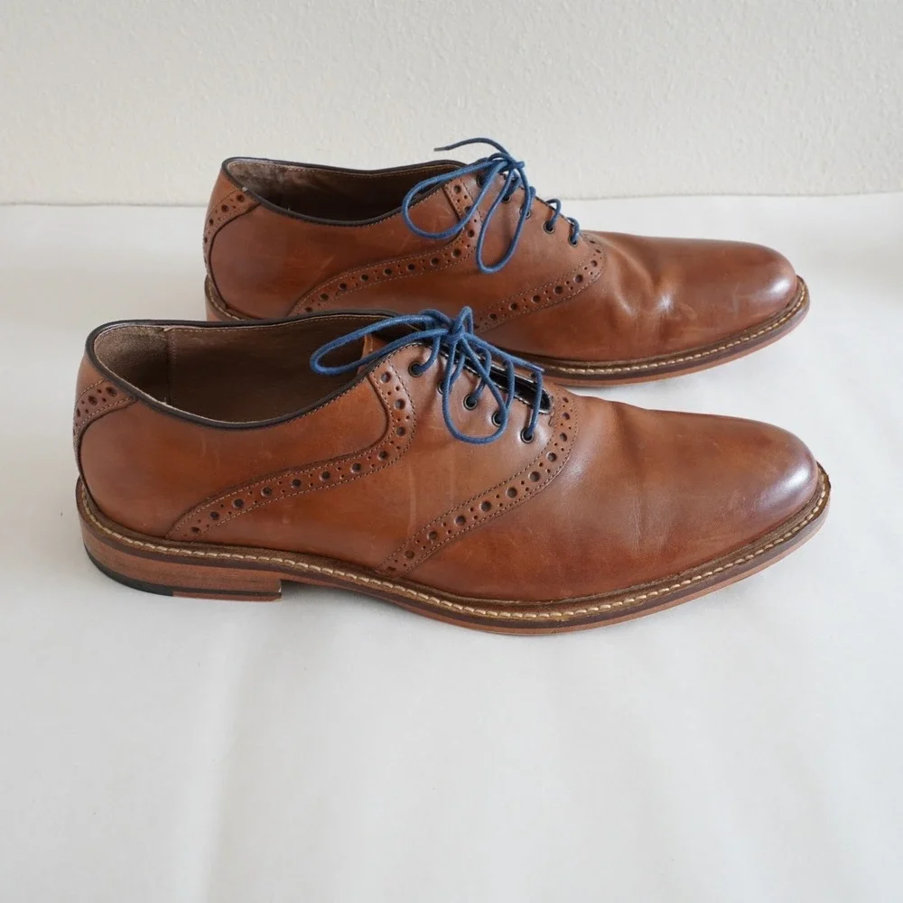 Aston Grey Collection Mens Oxford Derby Dress Shoes Sz 12 Brown Leather Lace Up